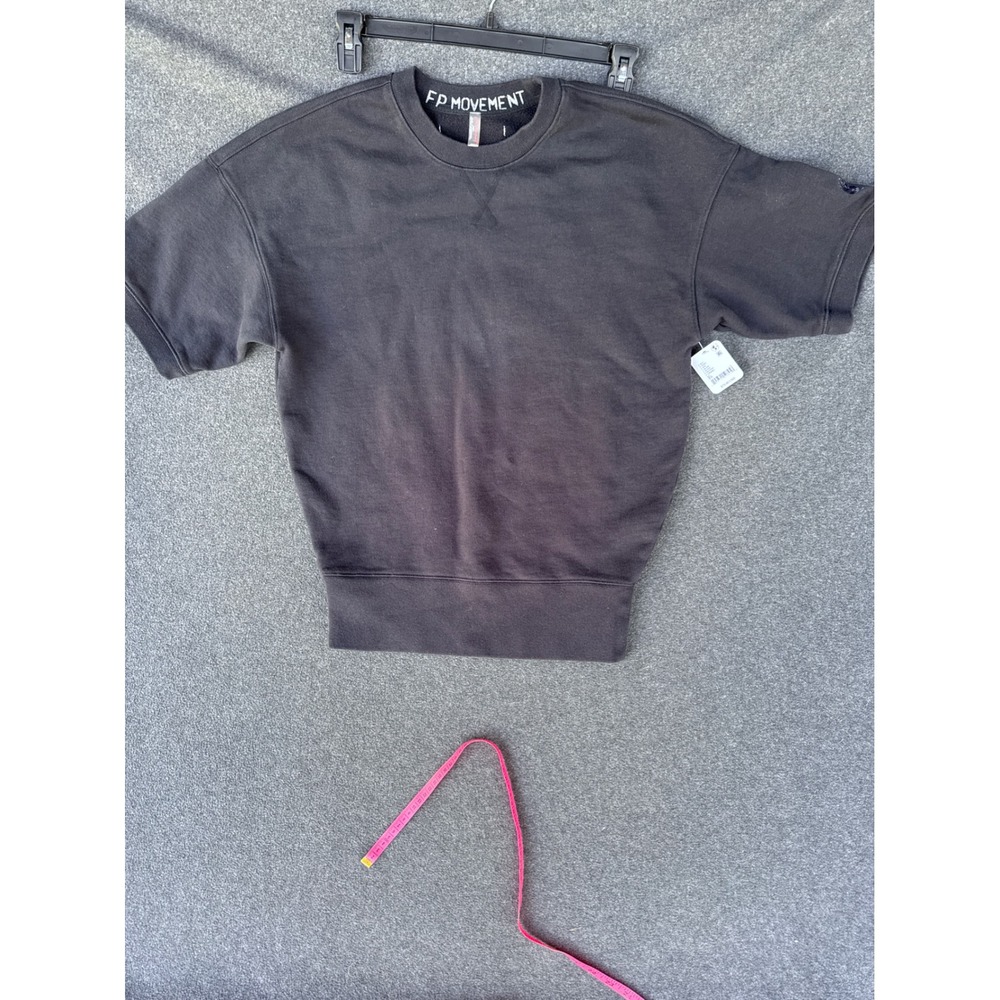 FP Movement Free People Sweatshirt Black Fleece Crewneck XS New acid wash